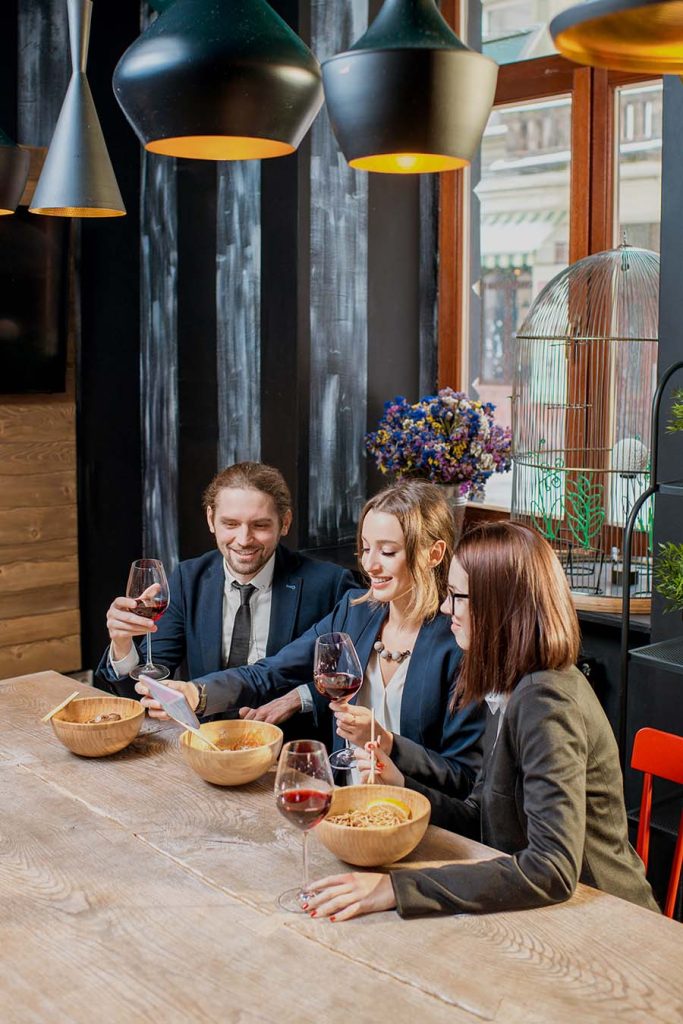 business people in restaurant
