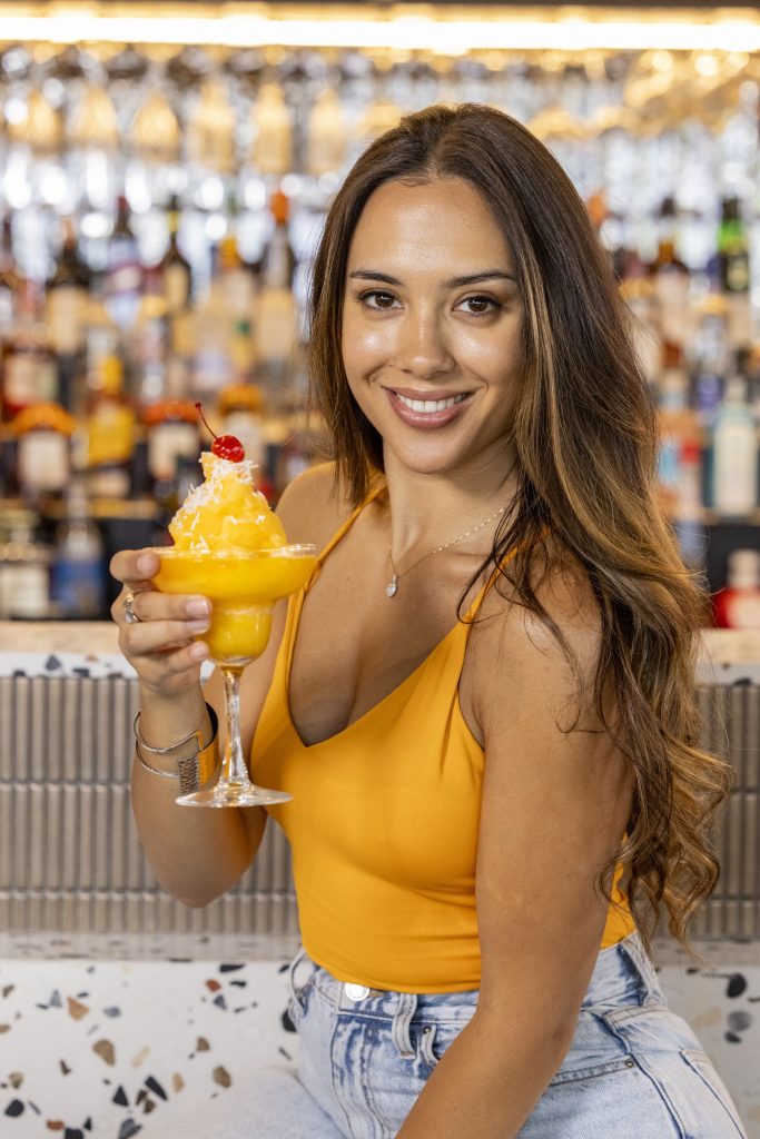 woman with frozen cocktail