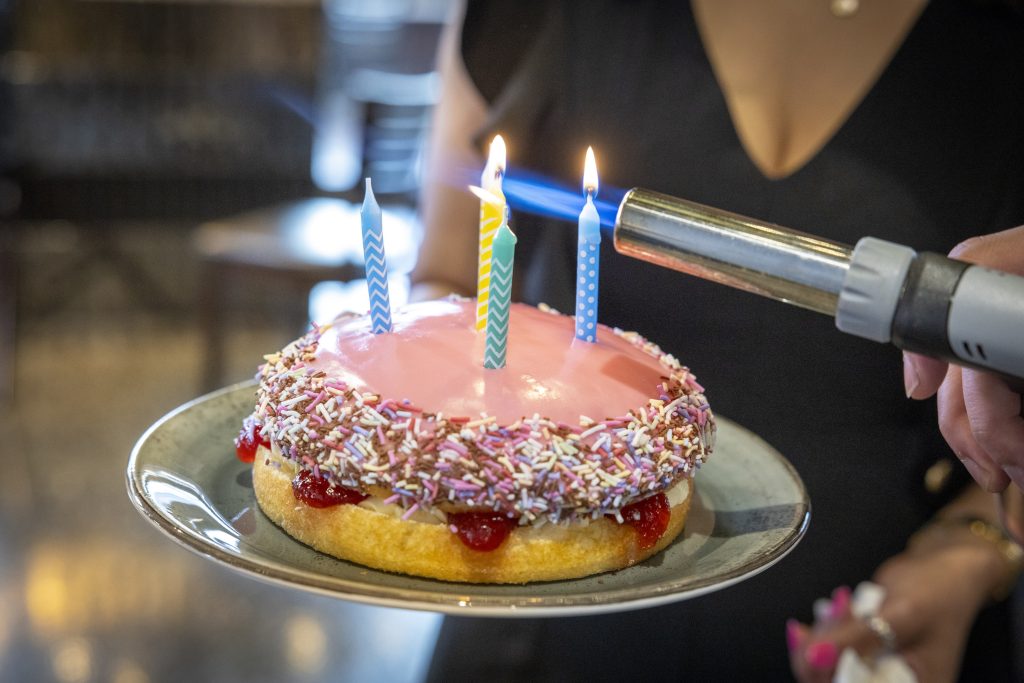 birthday cake with candles